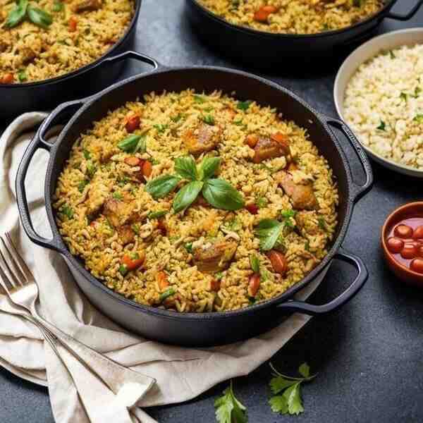 Куриный плов в горшочках